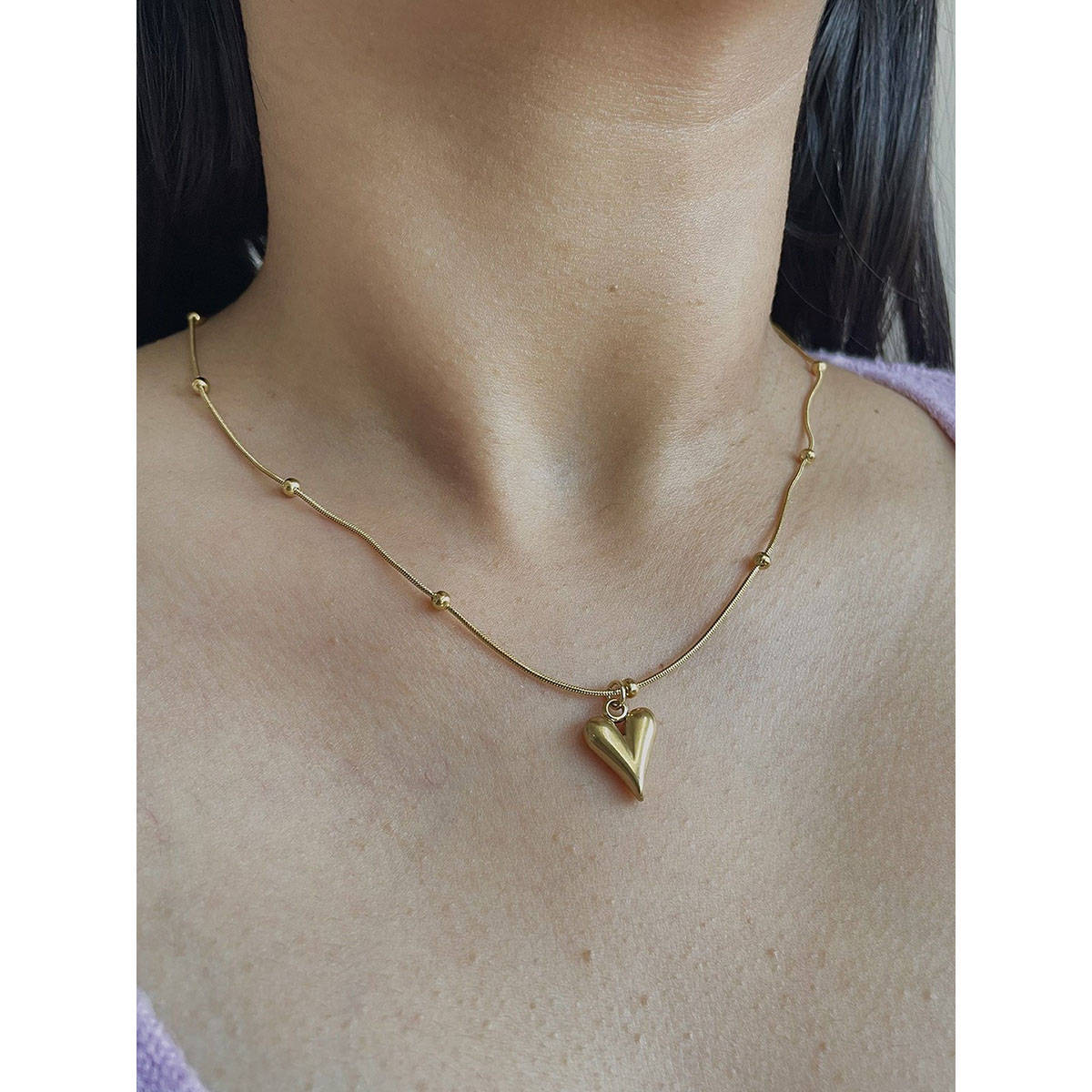 Ishkaara Gold Plated Stainless Steel Heart Necklace for Women Pendant Necklace