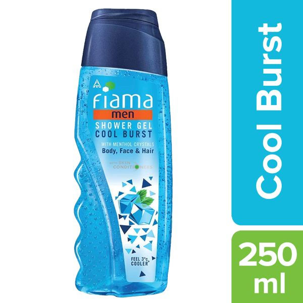 Fiama Men Cool Burst Shower Gel With Menthol Crystals Body,Face&Hair With Skin Conditioners