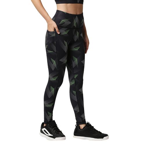 SOIE High Waist Ankle Length Quick Dry Printed Sports Leggings With Side  Pockets-Multi-Color (S)