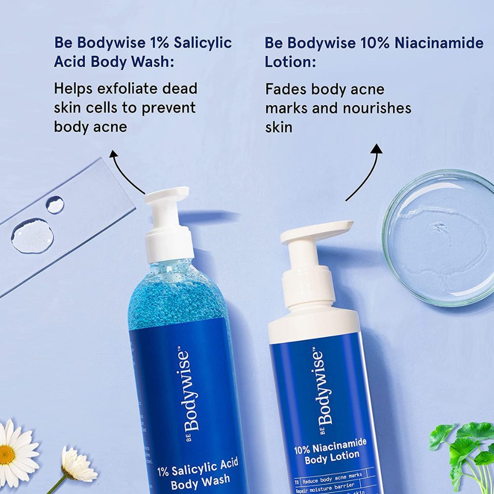 Be Bodywise Back Acne Kit - 1% Salicylic Acid Body Wash & 10% ...