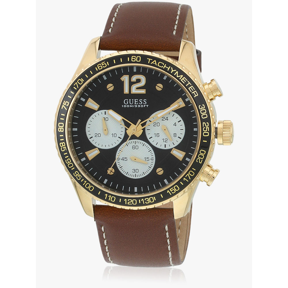 Buy Guess W0970G2 Round Black Dial Analog Watch Online