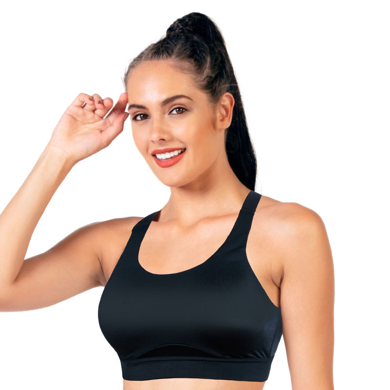 Enamor SB18 Convertible Back High Impact Bra Padded, Wirefree & Full Coverage Black (32B