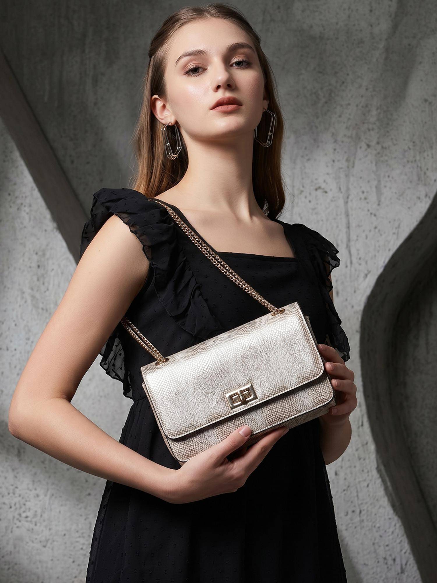 Carlton London Women Crossbody Sling Bag - Gold