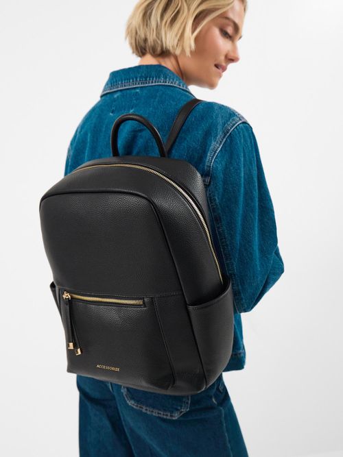 black leather backpack accessorize London Women's Faux Pocket Handle With 12" Laptop Sleeve, Black, L, Utility: Buy Online at Best Price in UAE and an inside zipper pocket Stylish Womens Mini Rucksack Black