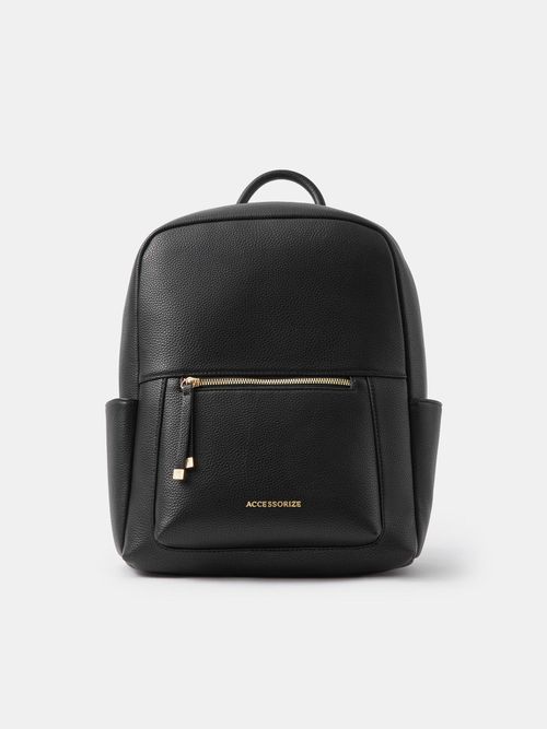 black leather backpack womens accessorize Buy London Women's Front Flap at Small faux leather backpack in solid black with front flap Accessorize flap backpack in black