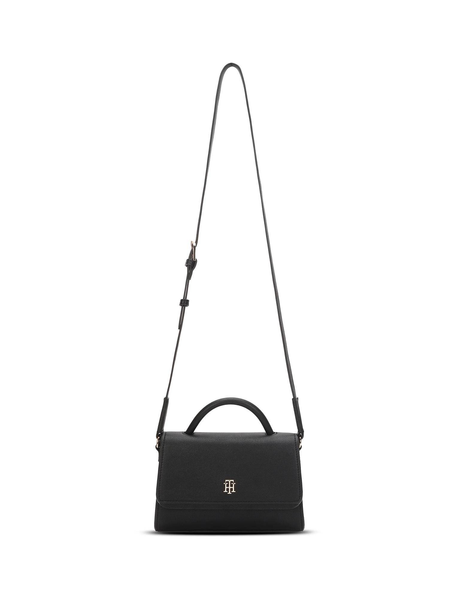 Tommy Hilfiger Solid Black Polyurethane Sling Bag