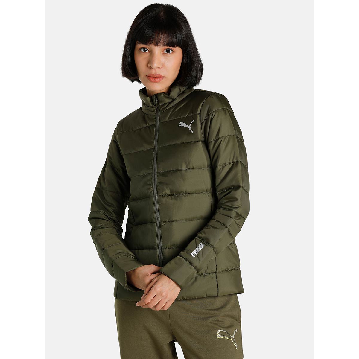 Puma warm CELL Lightweight Slim Fit Womens Green Jacket XS