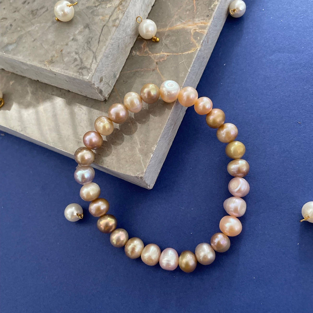 Digital Dress Room Freshwater Pearls Beads Cream Bracelet Rakhi
