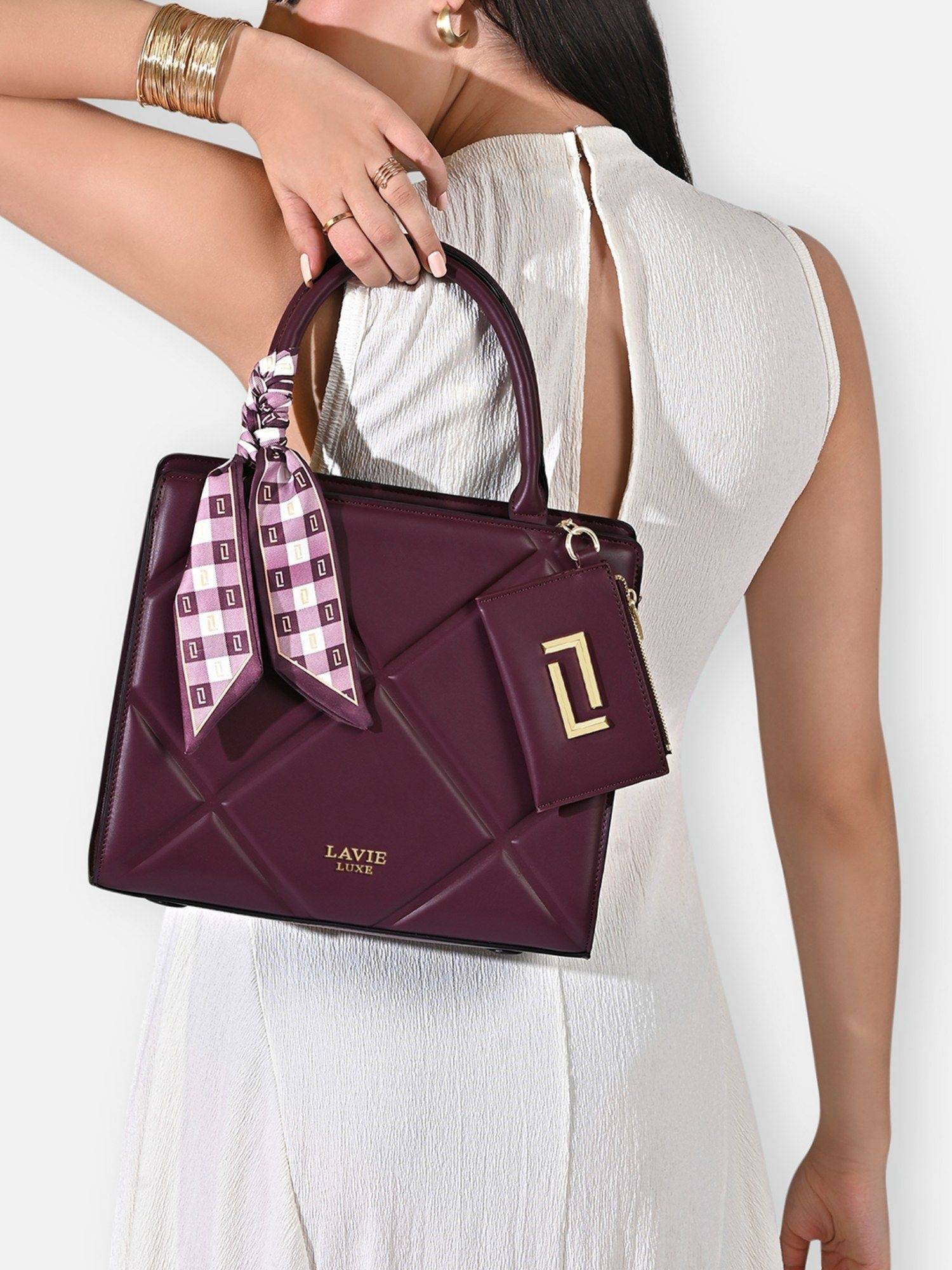 Lavie Luxe Women's Quare Satchel Handbag (Wine)