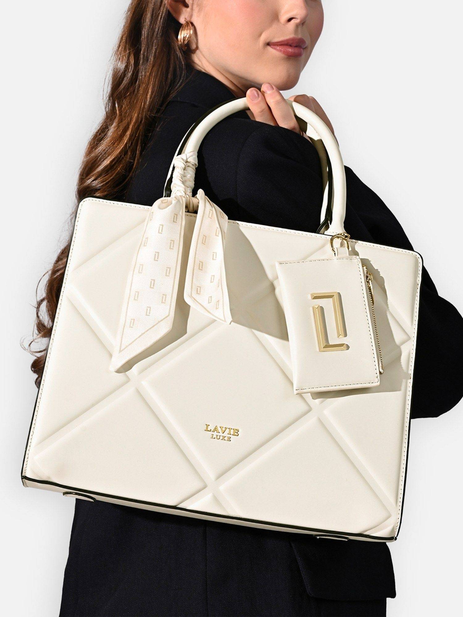 Lavie Luxe Women's Quare Satchel Handbag (Off White)