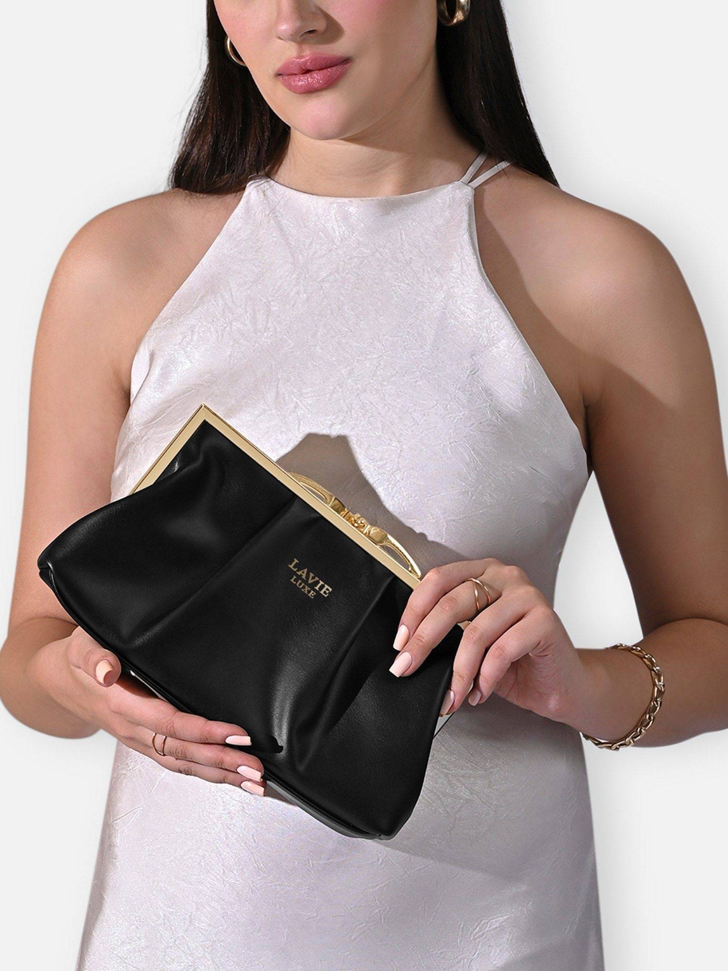 Lavie Luxe Women's Pleatz Sling Bag (Black)