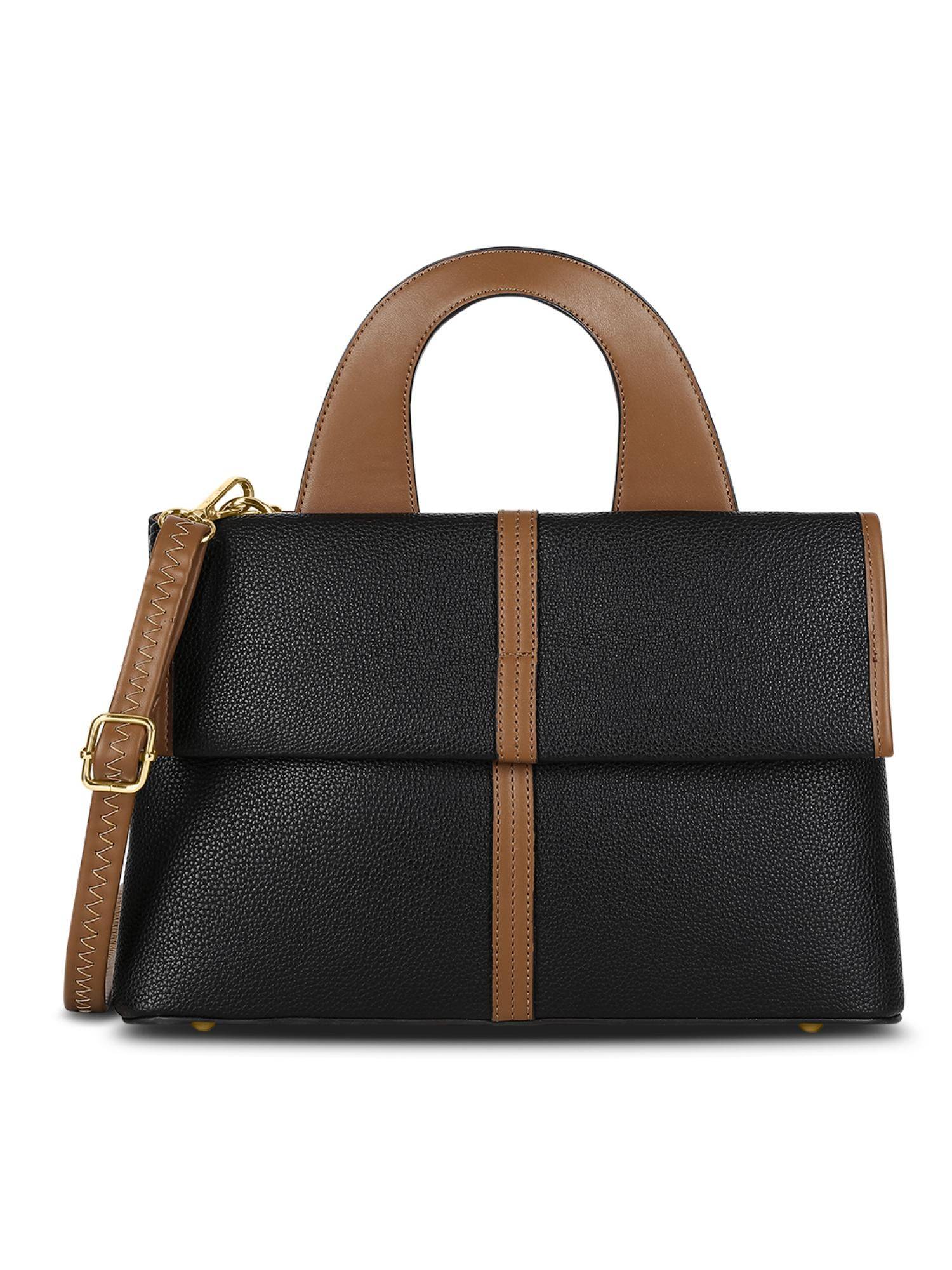 Lavie Signature Women Nevada Flap Satchel Bag With Detachable Strap - Black (M)