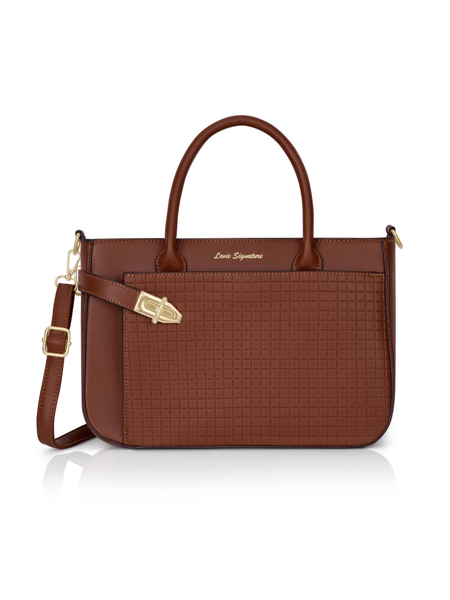 Lavie Signature Women Tan Astoria Satchel Bag with Detachable Strap (M)