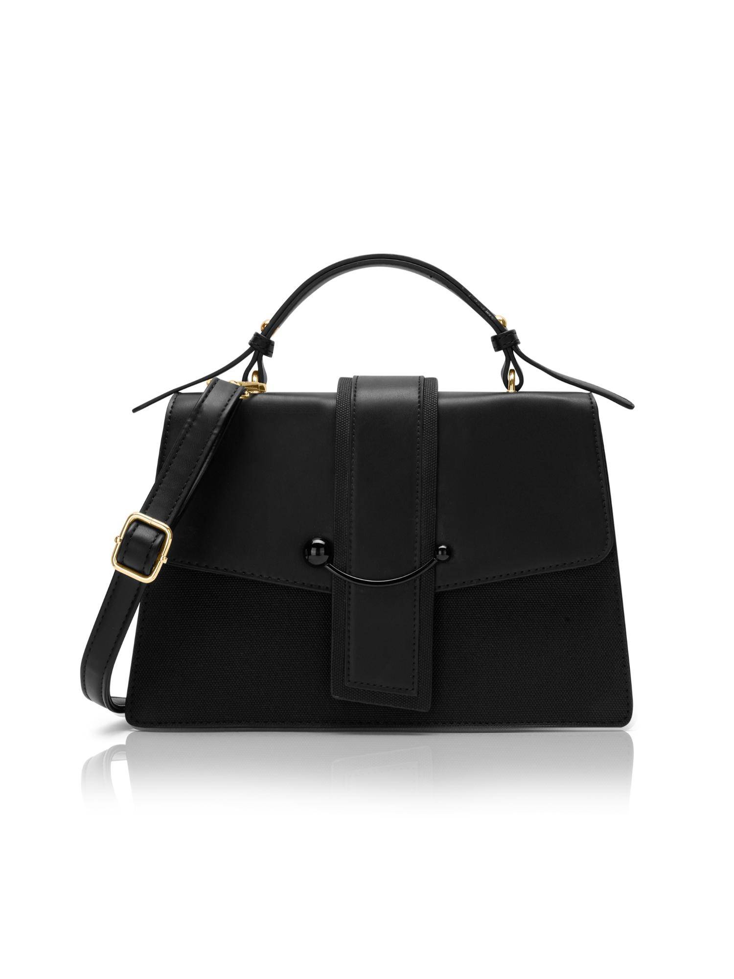 Lavie Signature Women Black Ashby Satchel Bag with Detachable Strap (S)