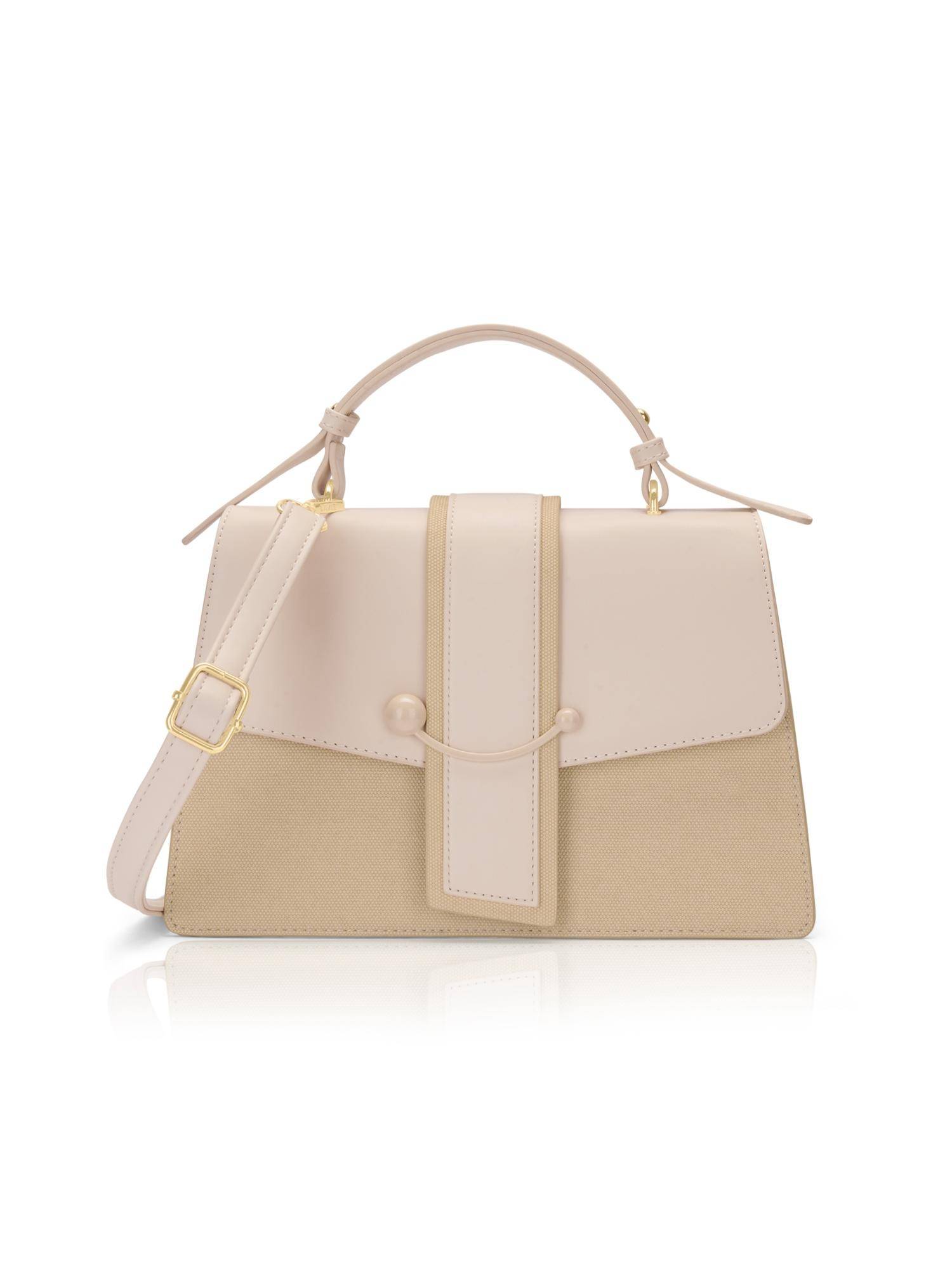 Lavie Signature Women Off White Ashby Satchel Bag with Detachable Strap (S)