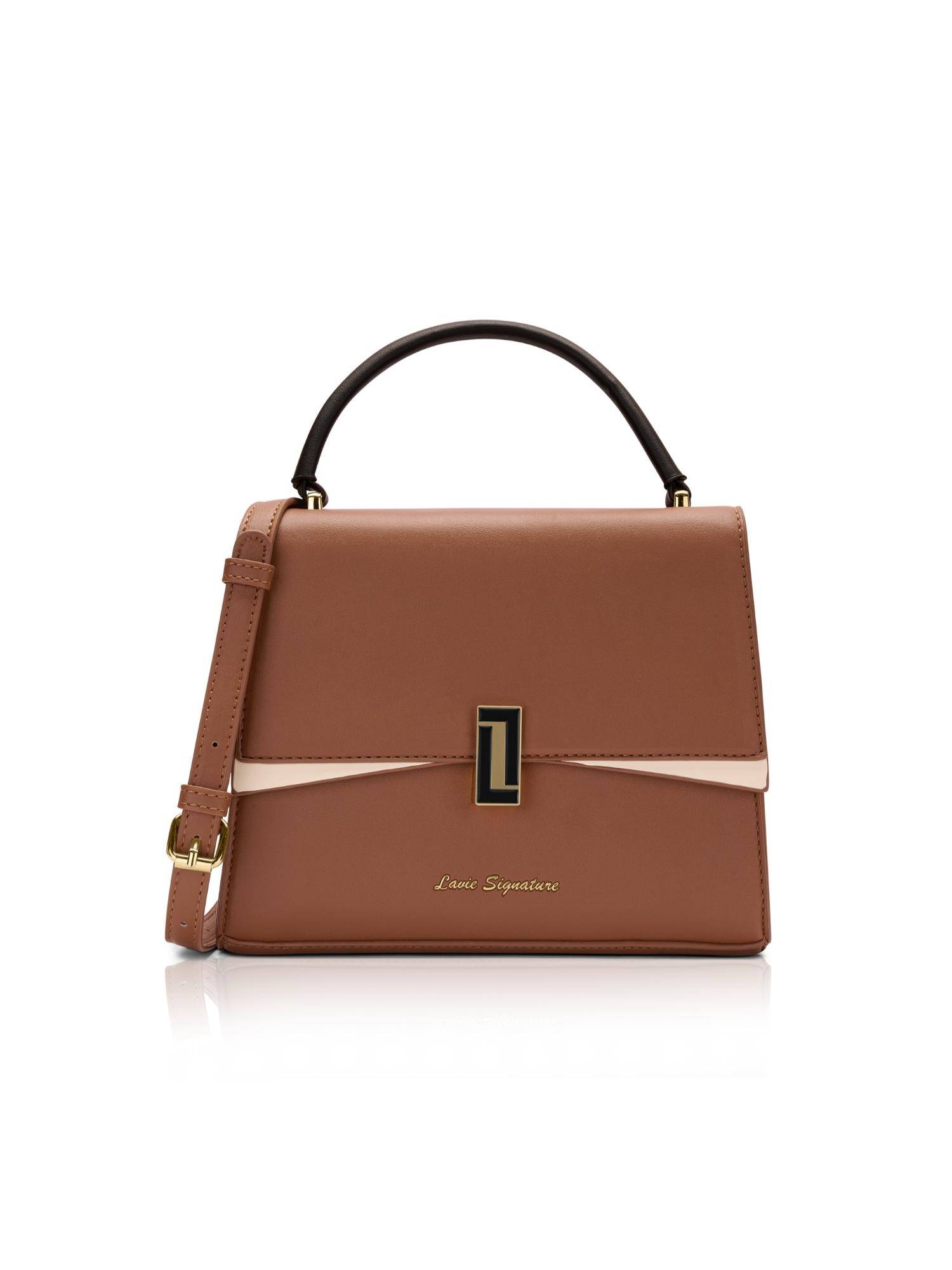 Lavie Signature Women Winston Tan Satchel Bag with Detachable Strap (M)