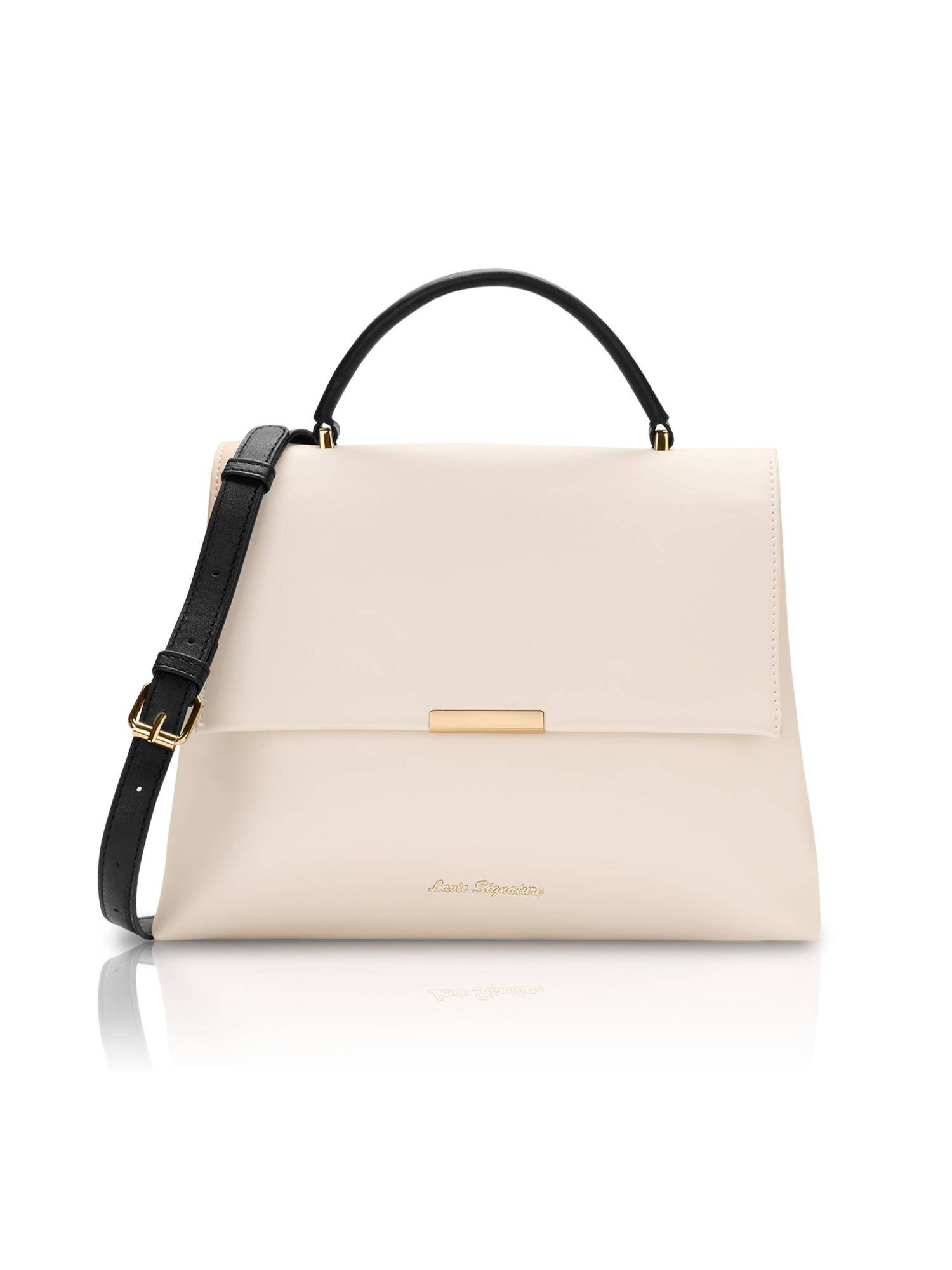 Lavie Signature Women Aspen Off White Satchel Bag with Detachable Strap (M)