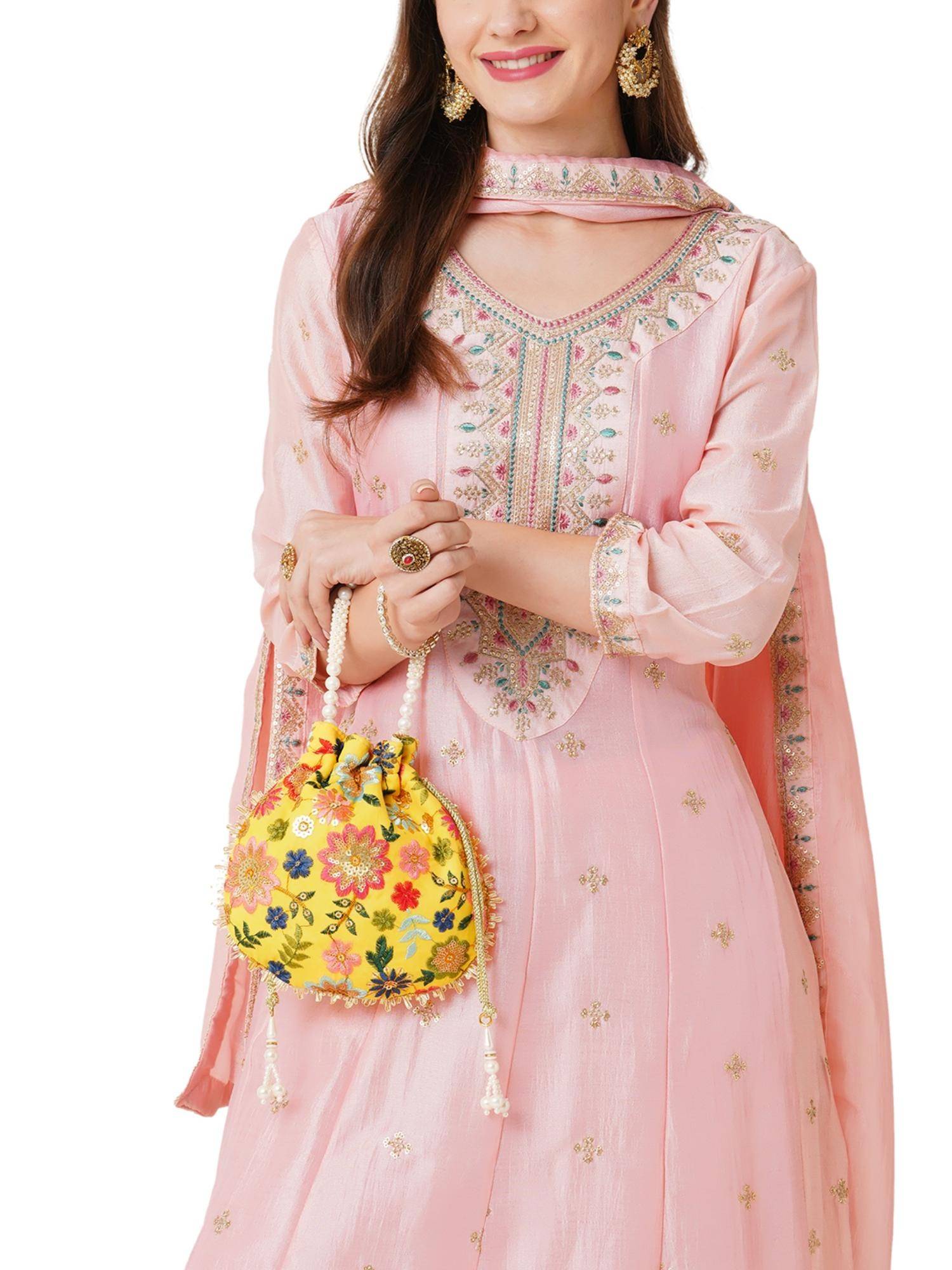 Lavie Women's Jiya Floral Embroidered Small Potli (S)