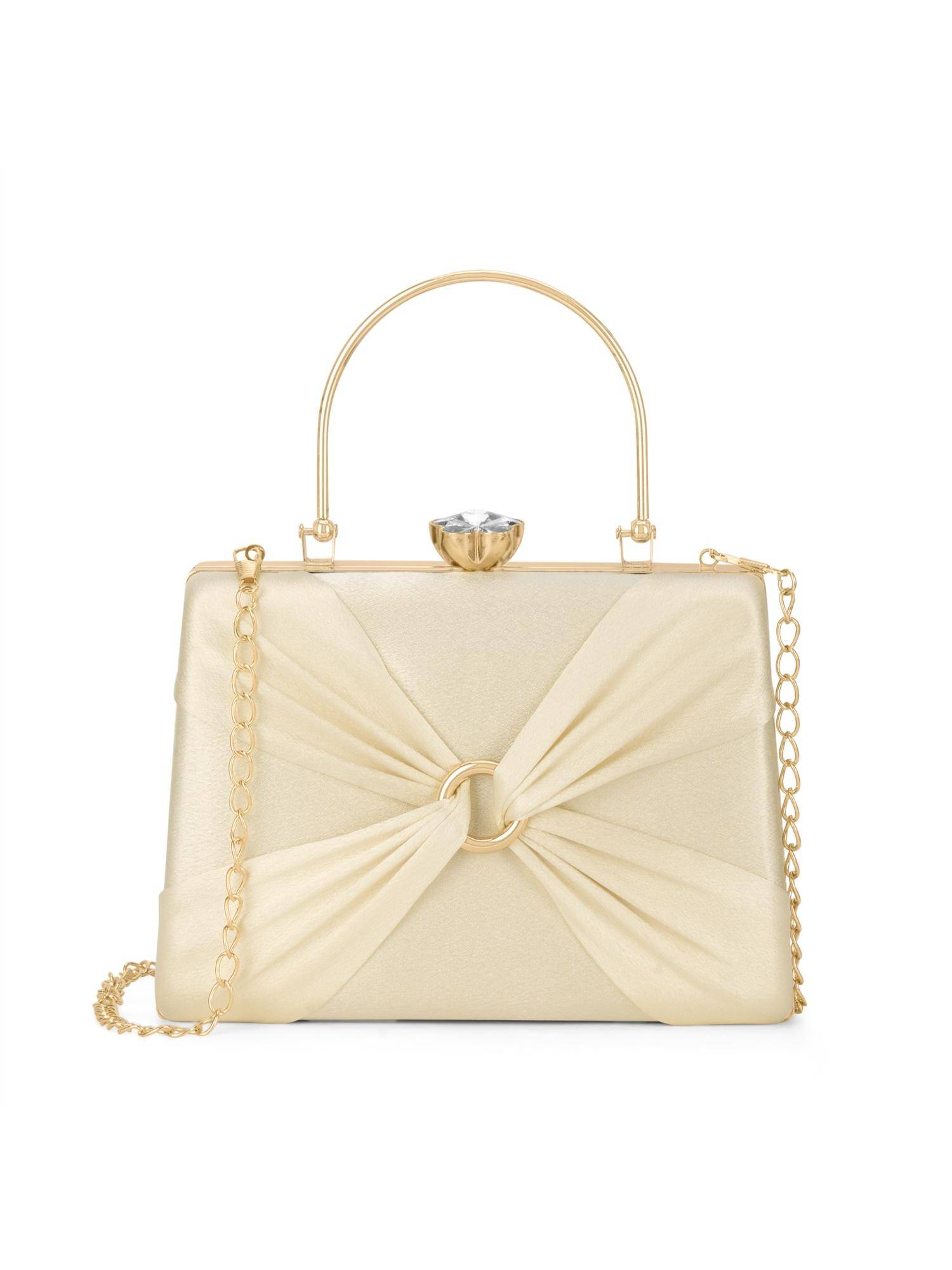 Lavie Women Gold Misha Handle Frame Clutch with Detachable Chain (S)