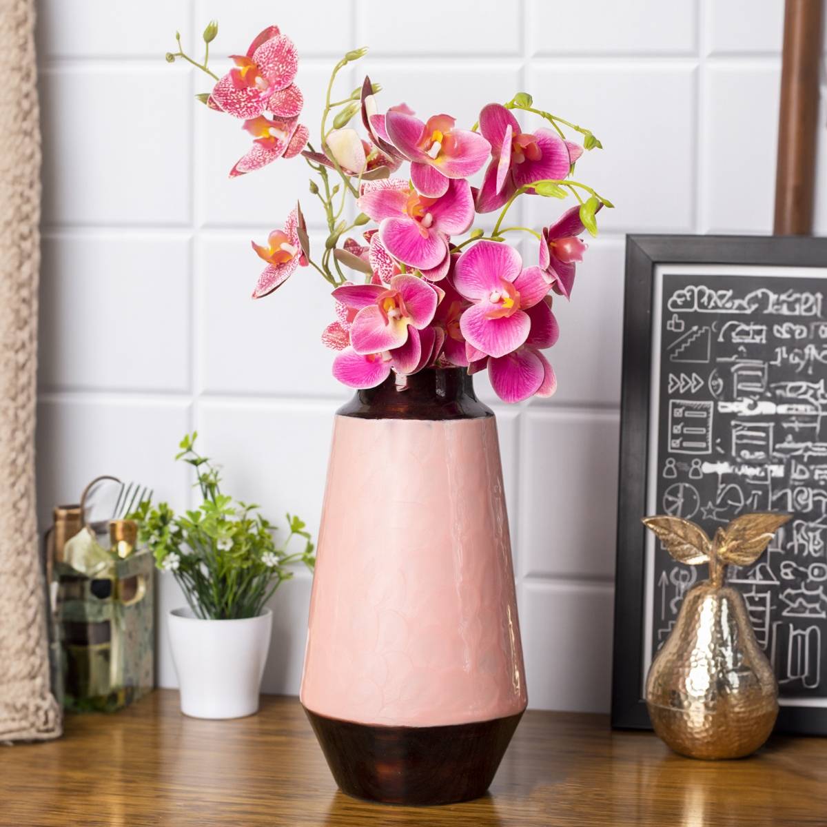 Voncasa Flower Holder Pink Vase Iron