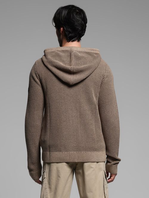 Jack Jones Beige Slim Fit Hooded Sweatshirt
