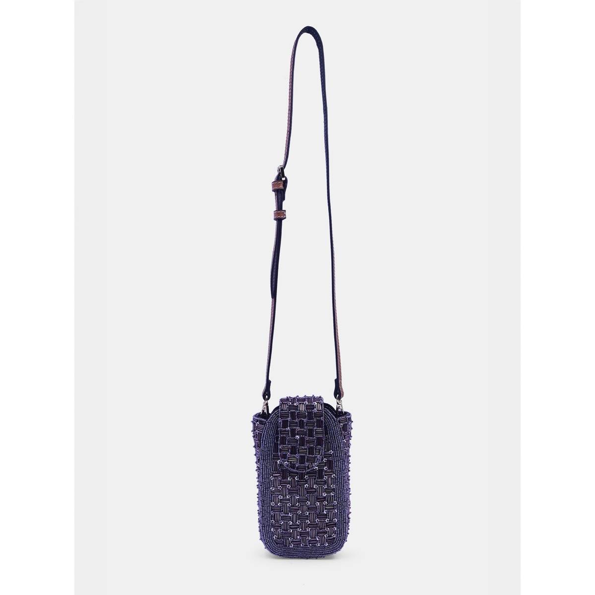 versuhz Dark Purple Embellished Beaded Crossbody Strap Sling Bag