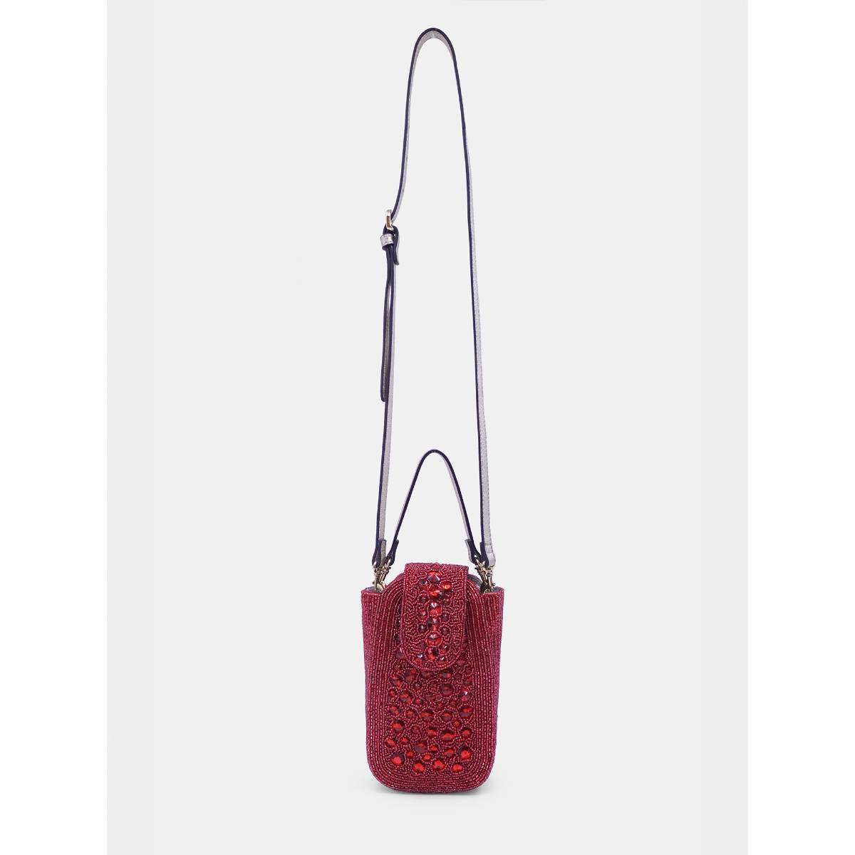 versuhz Red Crystal Embellished Sling Bag