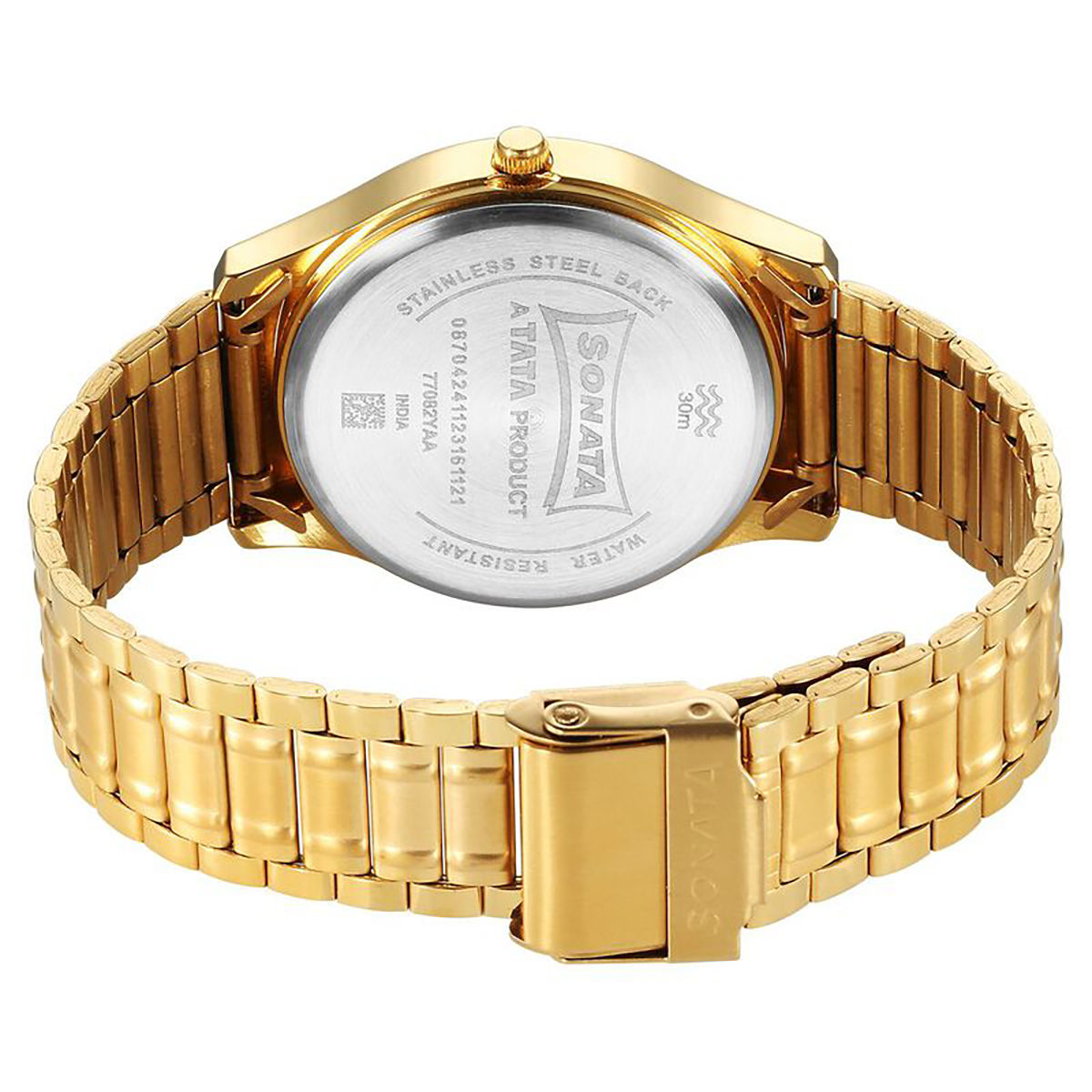 Buy Sonata Men Gold Round Dial Analog Watch 77082YM11 Online