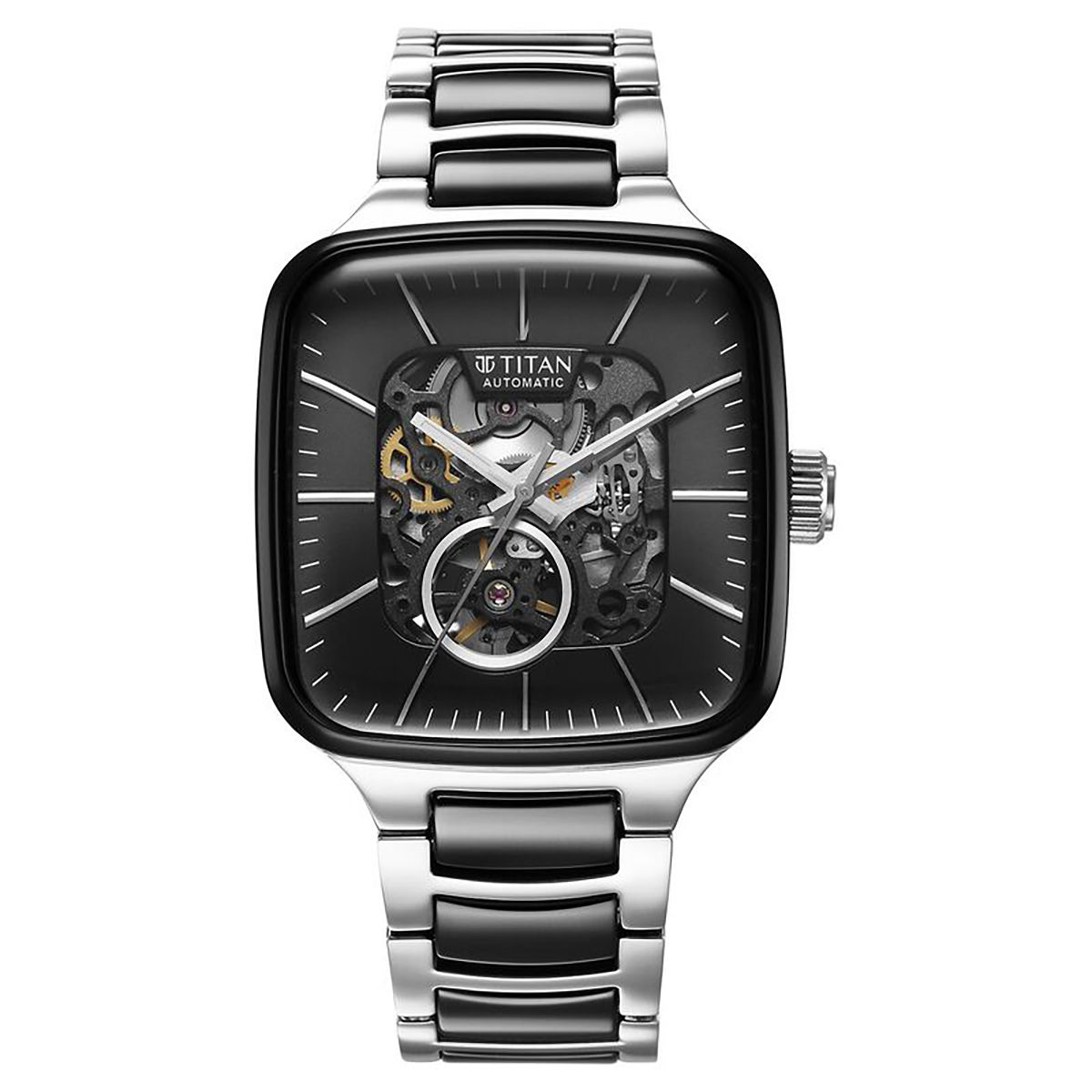 Titan black square watch outlet