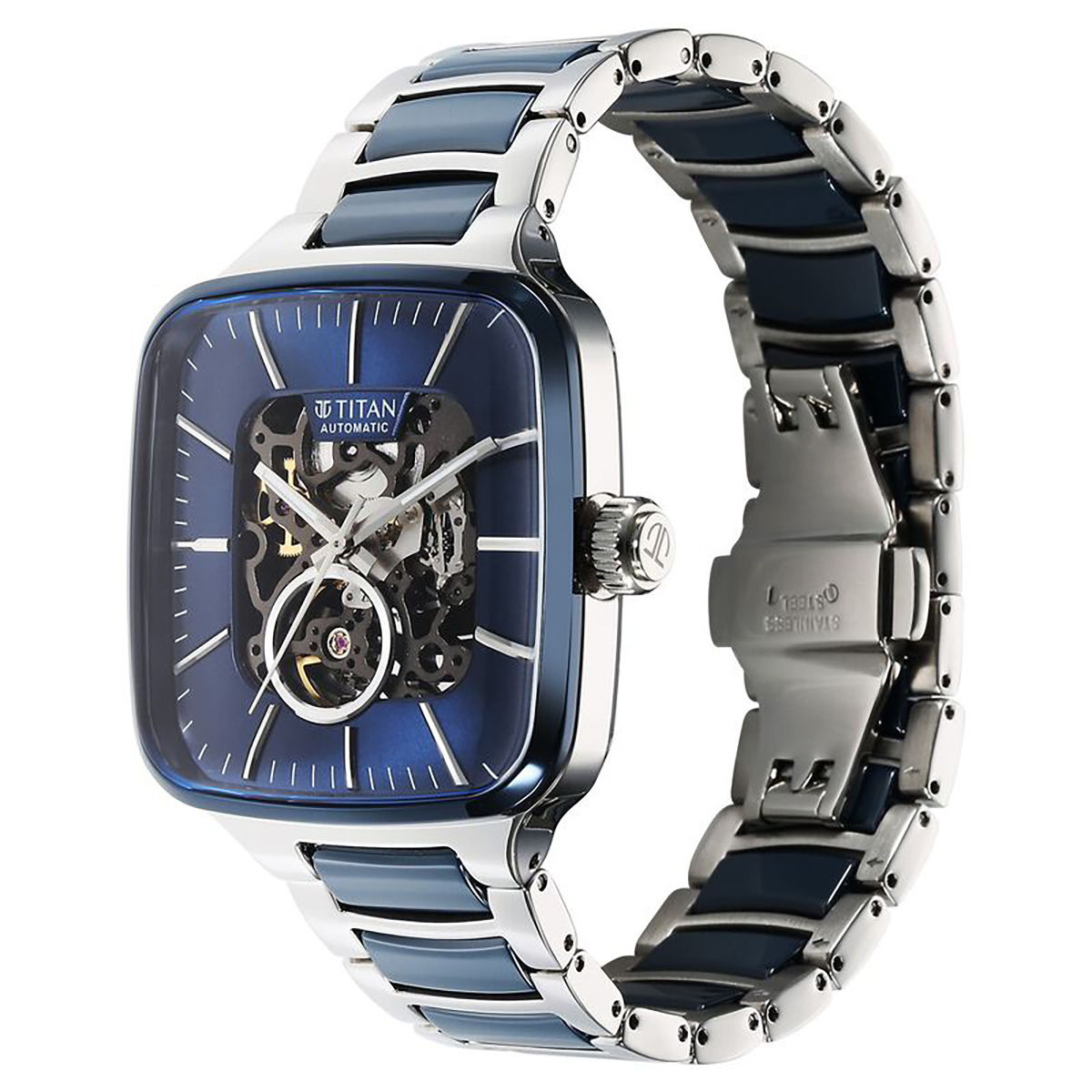 Buy Titan Men Blue Square Dial Analog Watch 90175KD02 Online