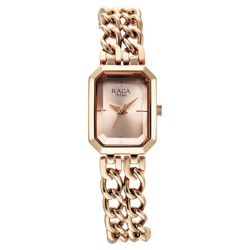 Buy Titan Women Rose Gold Rectangular Dial Analog Watch