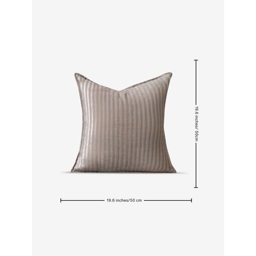 Amaara Home Striped Velvet Cushion Cover Grey (20x20 inches)
