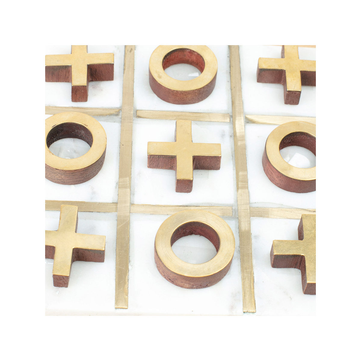 HomeTown Walton Metal and Marble Xo Game Decor In White and Gold Buy