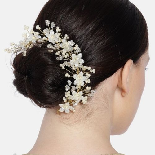 Buy Accessher Gold Plated Beaded Tiara Comb Pin-Jooda Pin Hair
