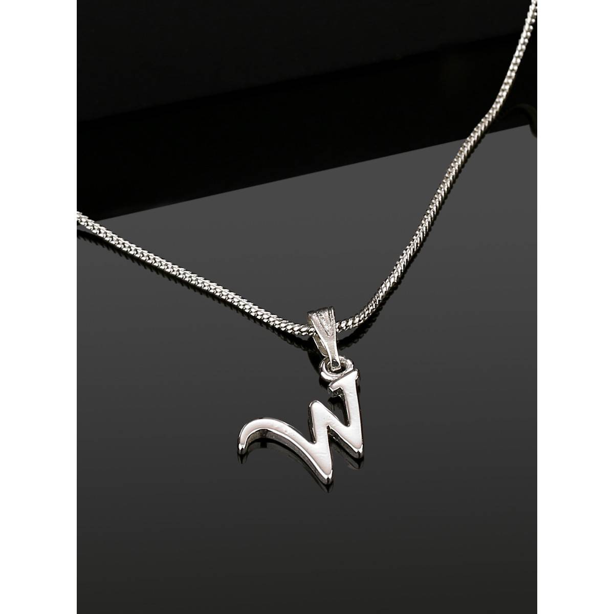 Estele Valentine Gift - Rhodium Plated Initial W Letter Pendant for Women