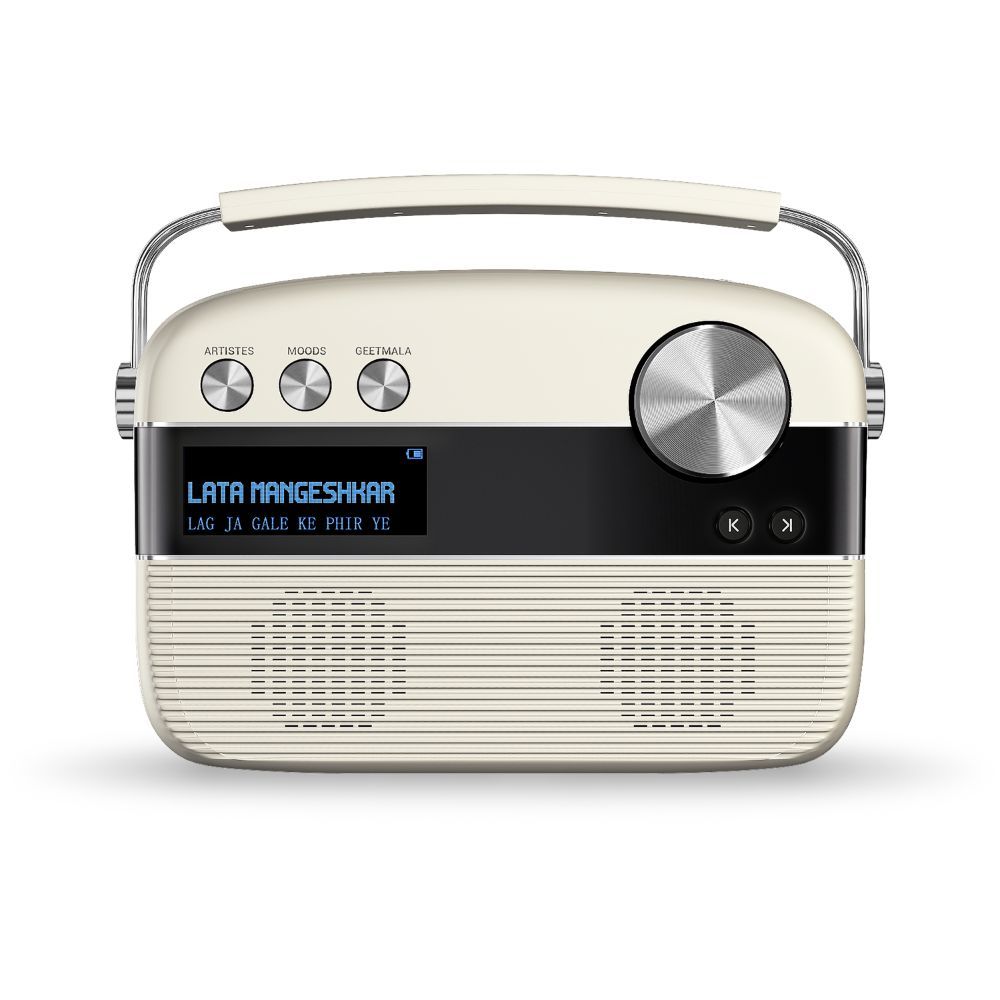 Saregama Carvaan Hindi - Music Player with 5000 Preloaded Songs Bluetooth/FM/AUX (Porcelain White)