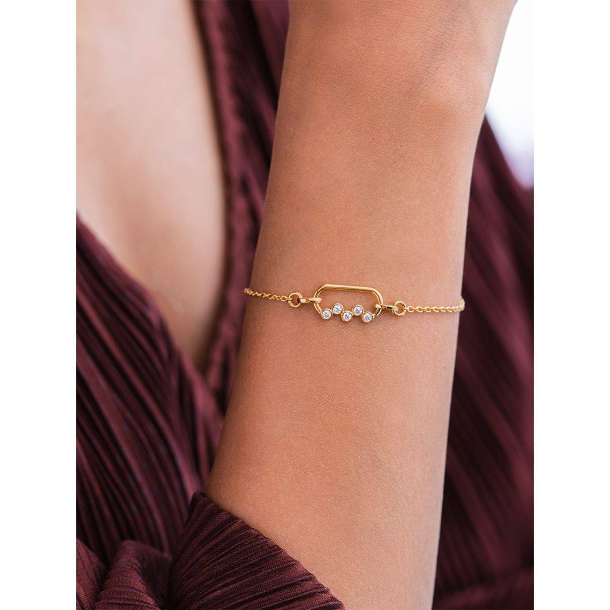 925 Silver Shaya by CaratLane Midnight Memories Bracelet In Gold Plated