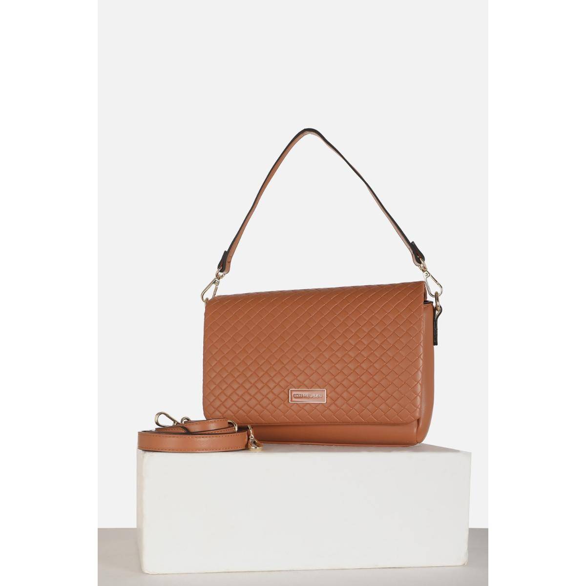 Van Heusen Women Casual Brown Solid Sling Bag with Detachable Strap