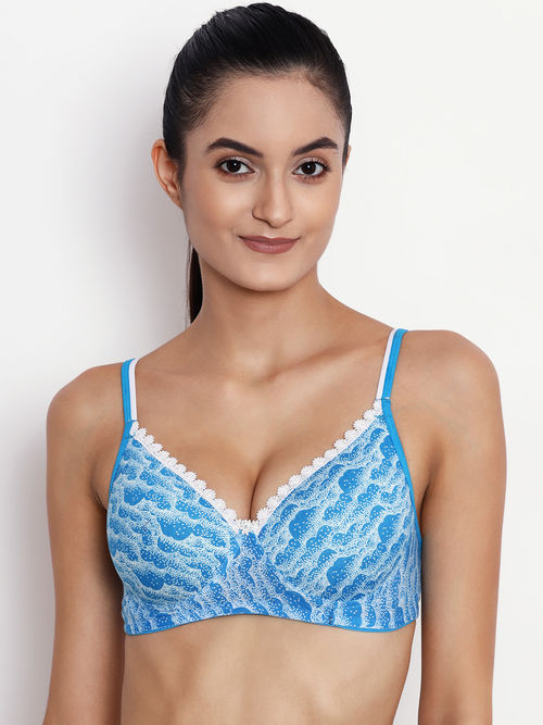Abelino Printed Lightly Padded Push Up Bra Blue Buy Abelino Printed Lightly Padded Push Up Bra Blue Online At Best Price In India Nykaa