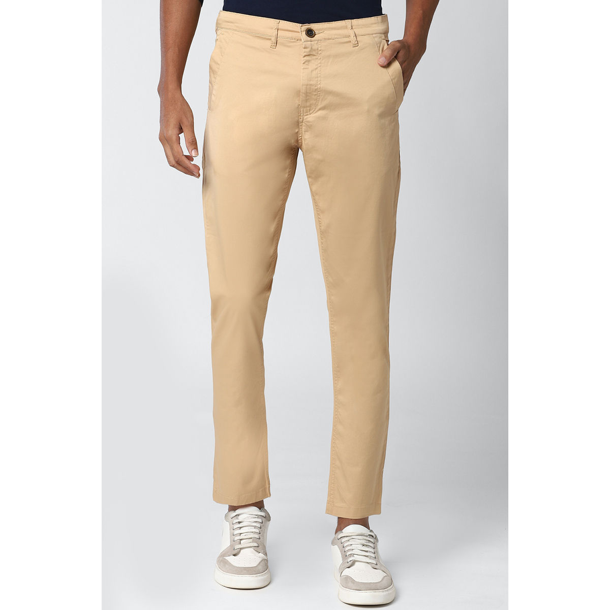 Buy Peter England Coffee Brown Super Slim Fit Casual Trousers - Trousers  for Men 1615117 | Myntra