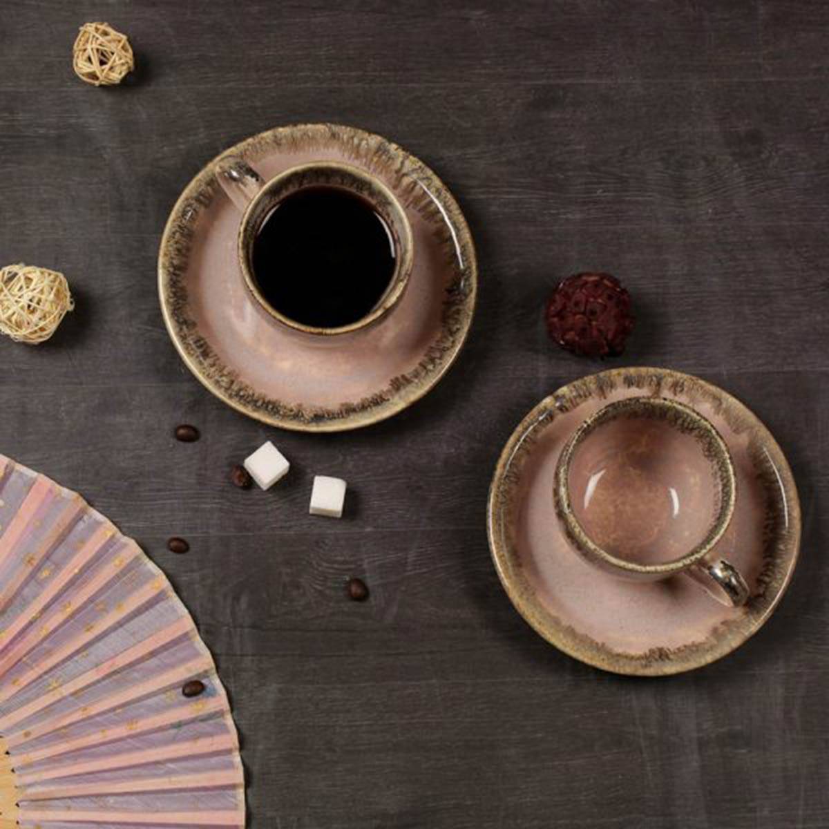Amalfiee Ceramics Exclusive Sarvottam Round Tea Cup And Saucer Set Of 4