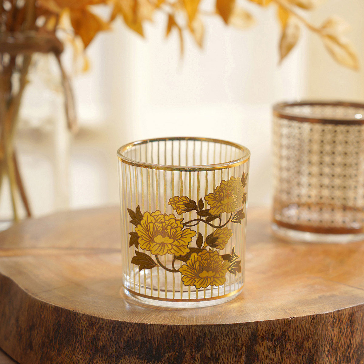Buy Pure Home + Living Golden Floral Votive Holder (Set of 4) Online