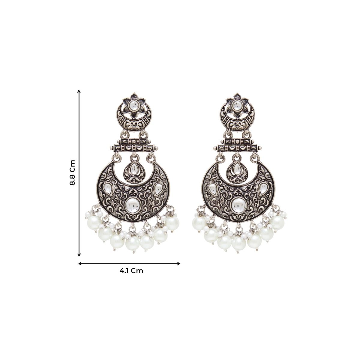 Azai Jewellery by Nykaa Fashion Oxidised Silver Crescent Earrings with