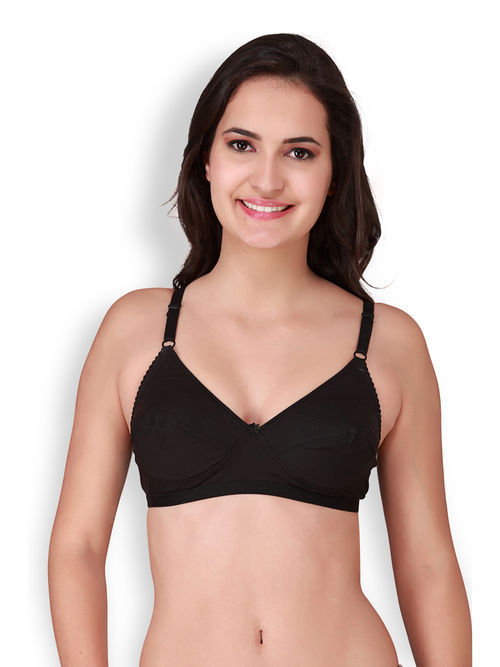 Floret Pack Of 3 Solid Full - Coverage Cotton Bras - Multi-Color (32B)