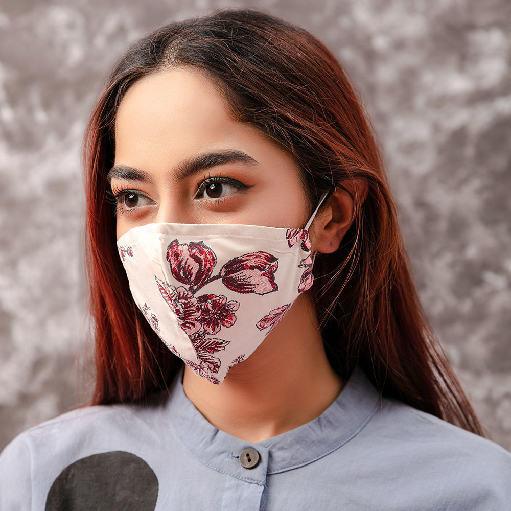 Twenty Dresses By Nykaa Fashion Beige Floral Printed Reusable Face Mask ( Pack of 2 ) Buy