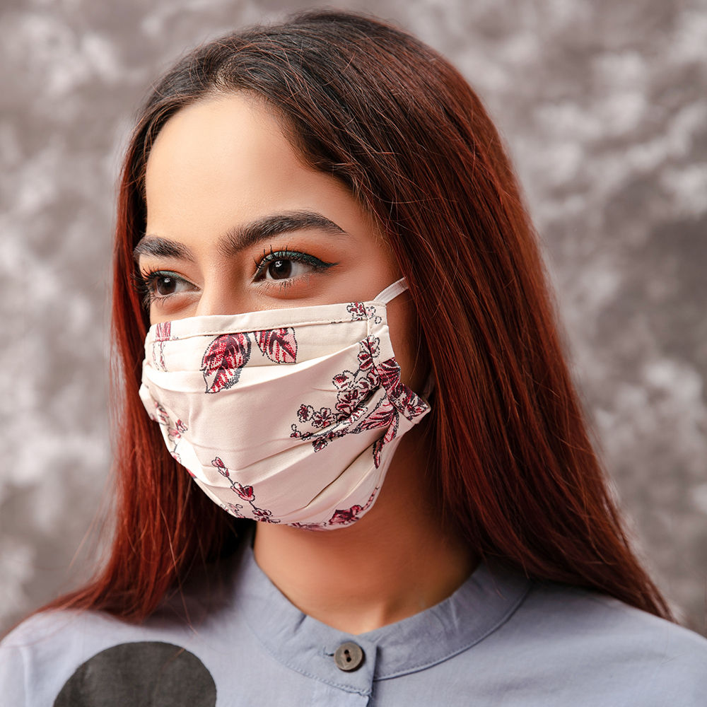 Twenty Dresses By Nykaa Fashion Beige Floral Printed Reusable Face Mask ( Pack of 2 ) Buy
