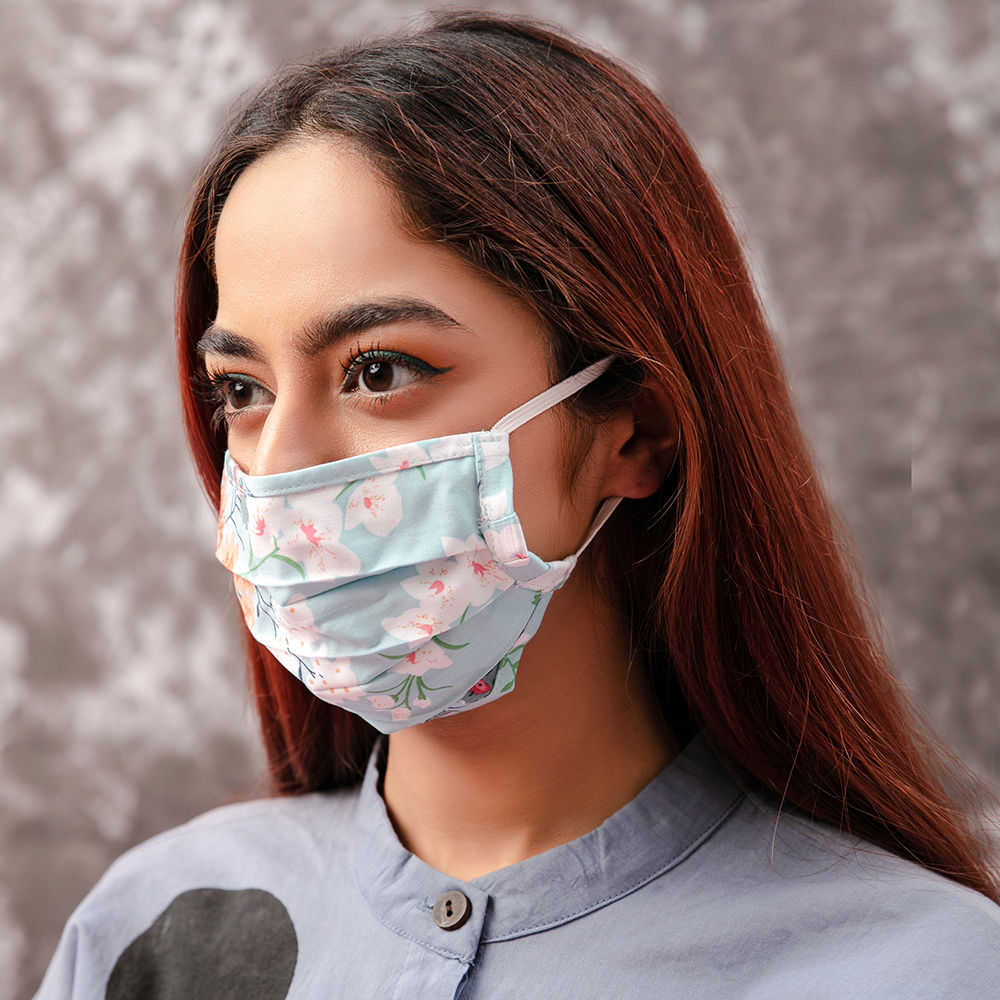 Twenty Dresses By Nykaa Fashion Blue Blooms Printed Reusable Face Mask ( Pack of 2 ) Buy Twenty