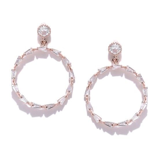 Buy Jewels Galaxy Rose Gold-Plated Handcrafted Circular Drop Earrings ...