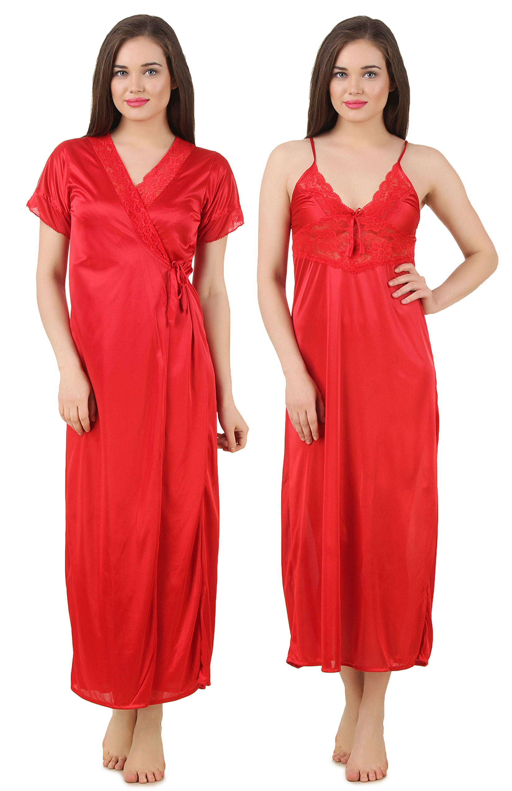 Buy Fasense Women Satin Nightwear Lingerie Set (bra And Panty Set) SR059 -  Maroon (FREE SIZE) Online