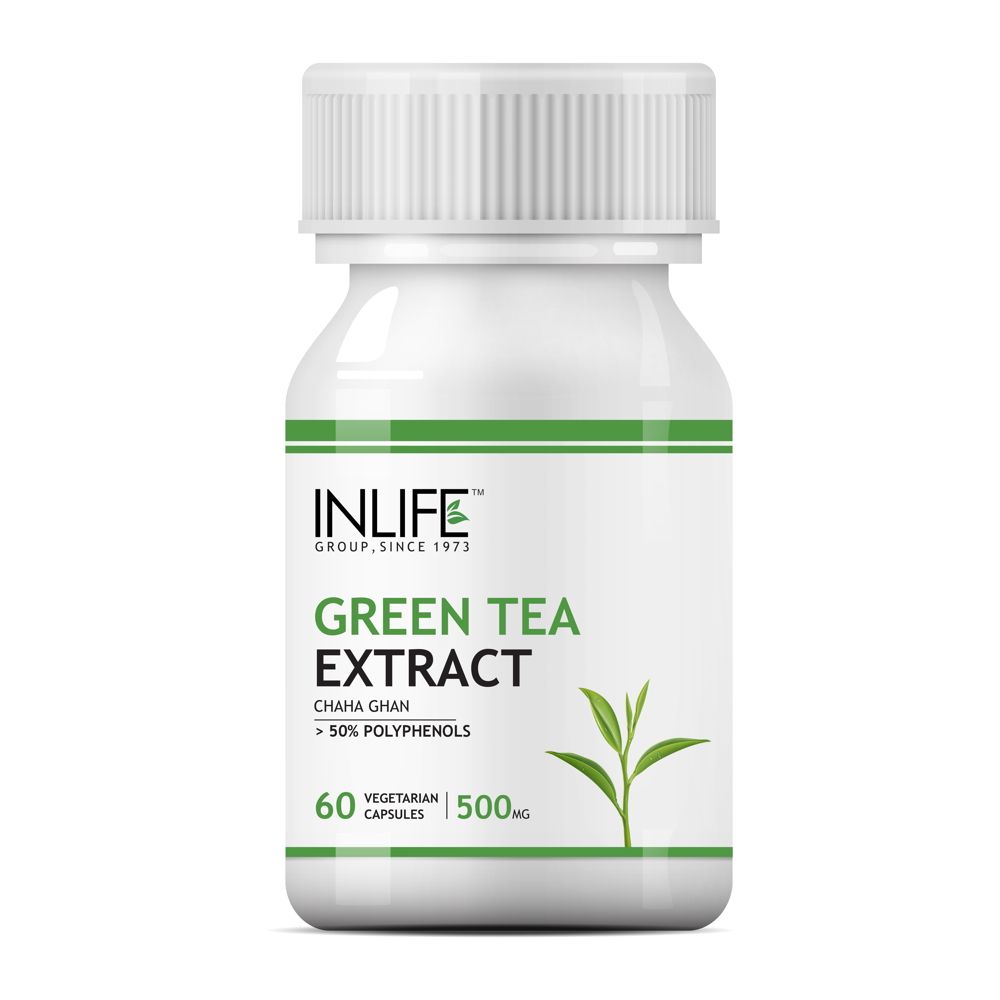 INLIFE Green Tea Extract- 60 Veg Capsules With 50% Polyphenols For Weight Loss